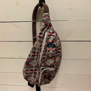 KAVU Women's Geometric Sling Bag - Red, Brown, and Gray